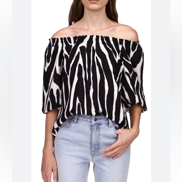 Sanctuary Clothing Sunkissed Off The Shoulder Top Brushwork Sets Zebra Print - Picture 1 of 4